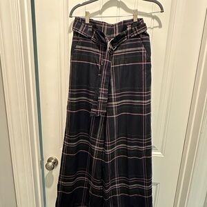 New York & Company Black and Pink Plaid Wide Leg Pants